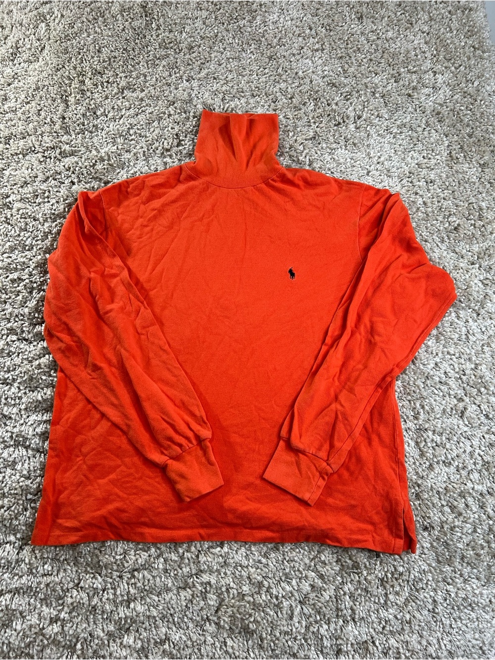 Vintage Polo Ralph Lauren Orange Turtleneck Sweater Made in USA LARGE